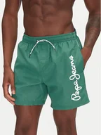 Kąpielówki męskie - Pepe Jeans Szorty kąpielowe Logo PMB10419 Zielony Regular Fit - miniaturka - grafika 1