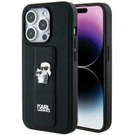 Etui i futerały do telefonów - Etui Karl Lagerfeld Gripstand Saffiano Karl&Choupette Pins na iPhone 13 Pro Max - czarne - miniaturka - grafika 1
