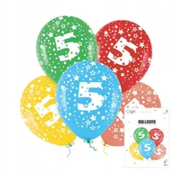 Balony i akcesoria - ZESTAW KOLOROWYCH BALONÓW Z CYFRĄ 5 NA IMPREZE URODZINOWĄ PRZYJĘCIE - miniaturka - grafika 1