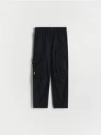 Spodnie i spodenki dla chłopców - Reserved - Ortalionowe spodnie parachute - czarny - miniaturka - grafika 1