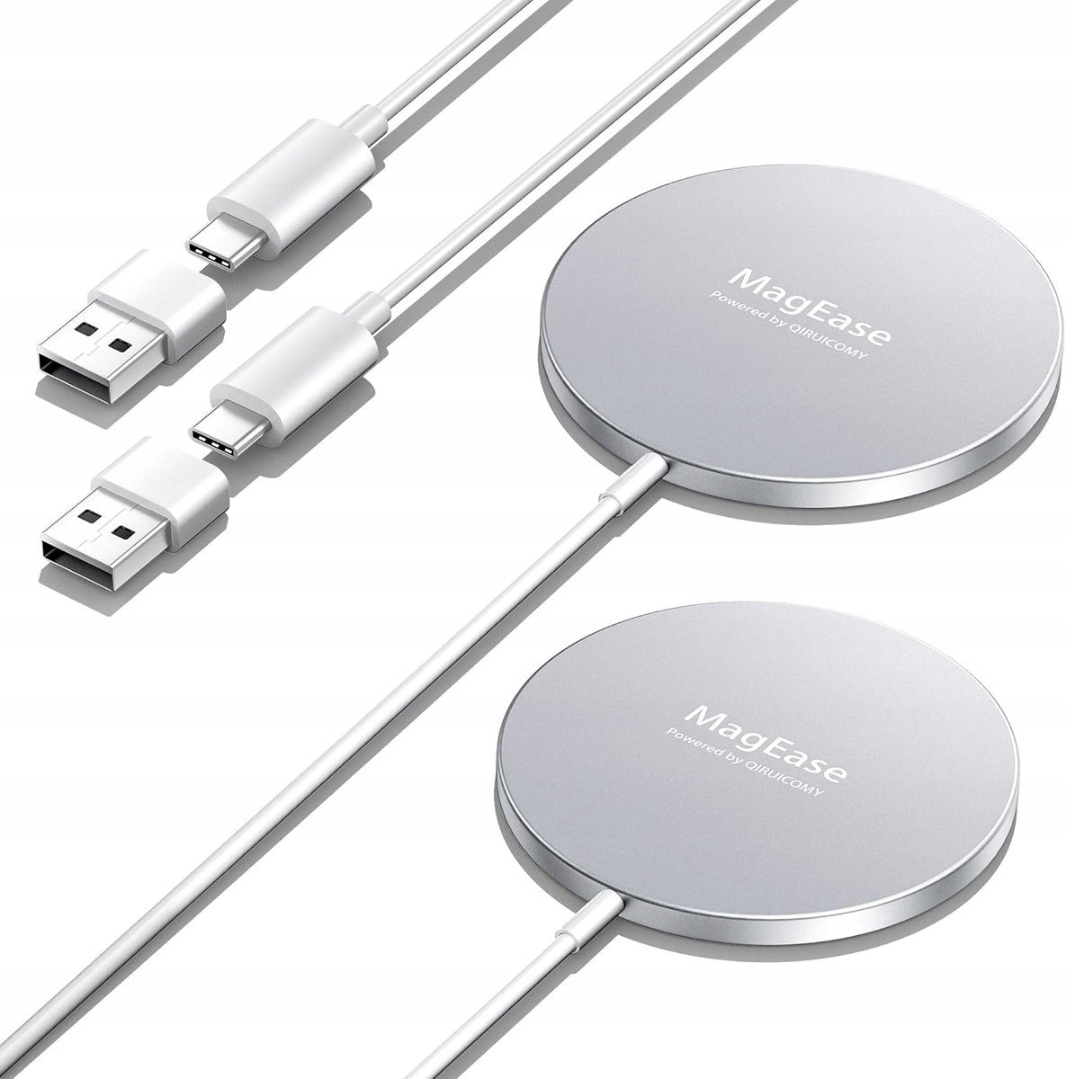 Ładowarka MagSafe MagEase 2x Qi USB-C iPhone 16-12 AirPods Biała