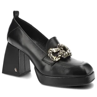 Czarne Półbuty Carinii Eleganckie Skórzane Buty Damskie - Półbuty damskie - miniaturka - grafika 1