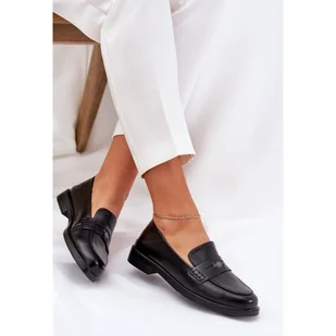 Eleganckie Mokasyny Damskie Z Naturalnej Skóry Vinceza 18100 Czarne - Mokasyny damskie - miniaturka - grafika 1