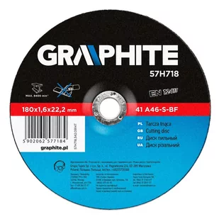 Graphite Akcesoria Tarcza tnąca 180x1.6x22 mm, 41 A46-S-BF 57H718 - Materiały ścierne - miniaturka - grafika 3
