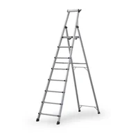 Pozostałe wyposażenie warsztatu - Schody aluminiowe jednostronne z półką, 1x8 stopni, wysokość 1,93 m - miniaturka - grafika 1