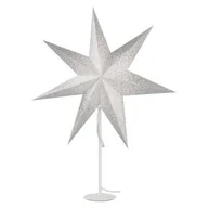 Lampy stojące - Dekoracje - świecznik biały, papierowa gwiazda beżowa, 67x45 cm, na żarówkę E14, IP20 - miniaturka - grafika 1