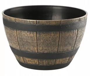 Donica imitacja drewna okrągła Barrel 33 cm ciemny brąz - Donice - miniaturka - grafika 1