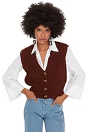 Kamizelki damskie - TRENDYOL Damska kamizelka z dekoltem w serek, jednokolorowa, podkreślająca figurę, dziergana sweter, brązowa, M, brązowy, M - miniaturka - grafika 1