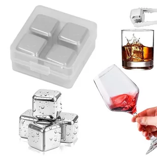 METALOWE KOSTKI lodu do whisky drinków 4szt - Akcesoria do lodu - miniaturka - grafika 1