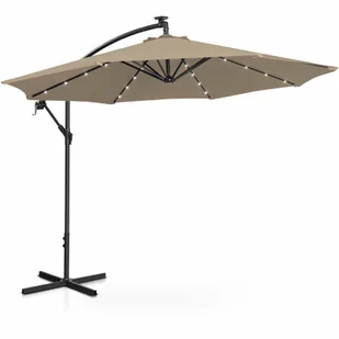 Parasol ogrodowy na wysięgniku okrągły uchylny z oświetleniem LED śr. 300 cm szarobrązowy - Parasole ogrodowe - miniaturka - grafika 5