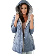 Kurtki damskie - Damska kurtka ciepła przejściowa Elegancka Kaptur Na jesień RÓŻA-52 - miniaturka - grafika 1