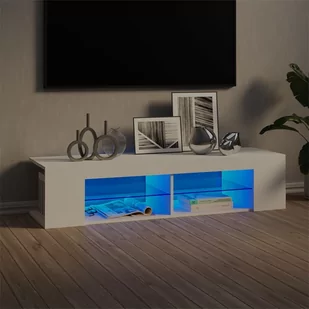 vidaXL Lumarko Szafka TV z oświetleniem LED, biała, 135x39x30 cm 804229 - Szafki RTV - miniaturka - grafika 1