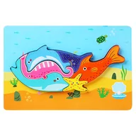 Układanki dla dzieci - Puzzle drewniane Delfin układanka montessori - miniaturka - grafika 1