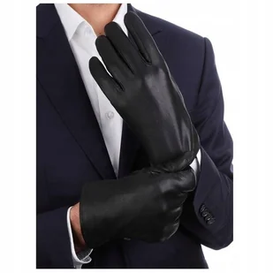 Rękawiczki Męskie Skórzane Skóra Cielęca Na Misiu - Rękawiczki - miniaturka - grafika 1