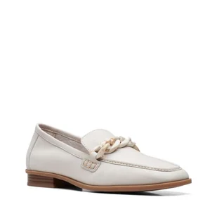 Clarks Sarafyna Iris [White Leather] - Rozmiar 41.5 - Półbuty damskie - miniaturka - grafika 1