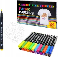 Zabawki kreatywne - Markery Pisaki do ubrań tekstyliów 24 Kolory 10 Szablonów - miniaturka - grafika 1