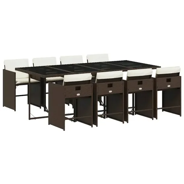 Zestaw mebli ogrodowych brązowy, wymiary 220 x 106 x 73 cm, 8 krzeseł z p