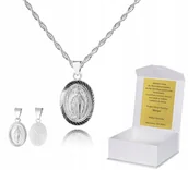 Biżuteria dla dzieci - CHRZEST KOMUNIA Srebrny łańcuszek medalik DEDYKACJA 50 cm S1M16 - miniaturka - grafika 1
