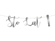 Dekoracje sali - Baner z napisem Sto Lat! srebrny - 65 cm - 1 szt. - miniaturka - grafika 1