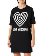Sukienki - Love Moschino Damska sukienka z krótkim rękawem, komfortowy krój, czarny, 40 - miniaturka - grafika 1