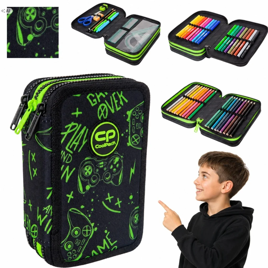 PIÓRNIK SZKOLNY SASZETKA TRZYKOMOROWY DO SZKOŁY DUŻY POTRÓJNY COOLPACK