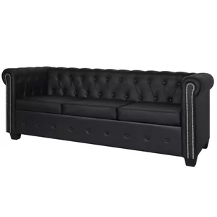 vidaXL Czarna 3-osobowa sofa Chesterfield - Sofy i kanapy - miniaturka - grafika 1
