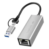 Kable miedziane - Adapter USB-A/-C do 2,5G Ethernet, szary - miniaturka - grafika 1