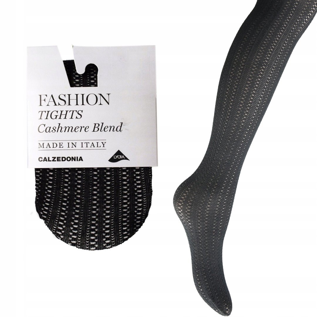 Rajstopy KASZMIROWE Calzedonia wzorzyste kaszmir modal czarne 1/2 (S/M)