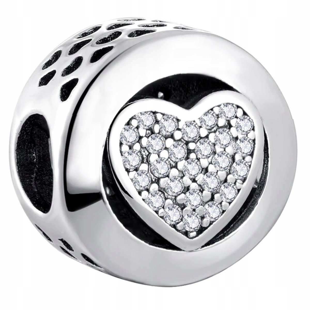 Charms Srebrny Serce Cyrkonie Serduszko z Cyrkoniami Heart SREBRO 925