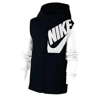Bluzy damskie - Nike Chłopięce B Nsw bluza z kapturem dla dzieci zestaw z kapturem pełny zamek błyskawiczny Ls top Czarny/biały/czarny wrzosowy/(biały) XL - miniaturka - grafika 1