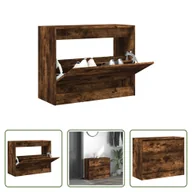 Szafki na buty - The Living Store Szafka na buty dąb wędzony 80x34x63 cm Materiał drewnopochodny - miniaturka - grafika 1