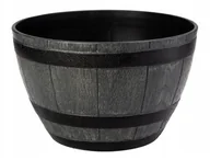 Donice - Donica Imitacja Drewna Okrągła 40 Cm Barrel Szara - miniaturka - grafika 1