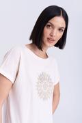 Koszulki i topy damskie - Kremowa koszulka ze złotą mandalą - Greenpoint - miniaturka - grafika 1