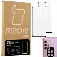 Szkła hartowane na telefon - Bizon Szkło hartowane Glass Edge - 2 sztuki + ochrona na obiektyw, Moto G10 / G20 / G30, czarne BGEMG30 - miniaturka - grafika 1