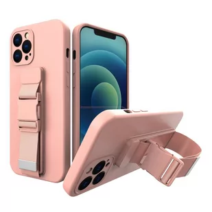 Rope case żelowe etui ze smyczą łańcuszkiem torebka smycz iPhone XS Max różowy - Etui i futerały do telefonów - miniaturka - grafika 1