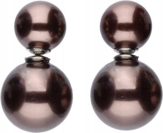 Srebrne kolczyki sztyft 925 okrągłe brązowe kuleczki 11,1g Eleganckie modne