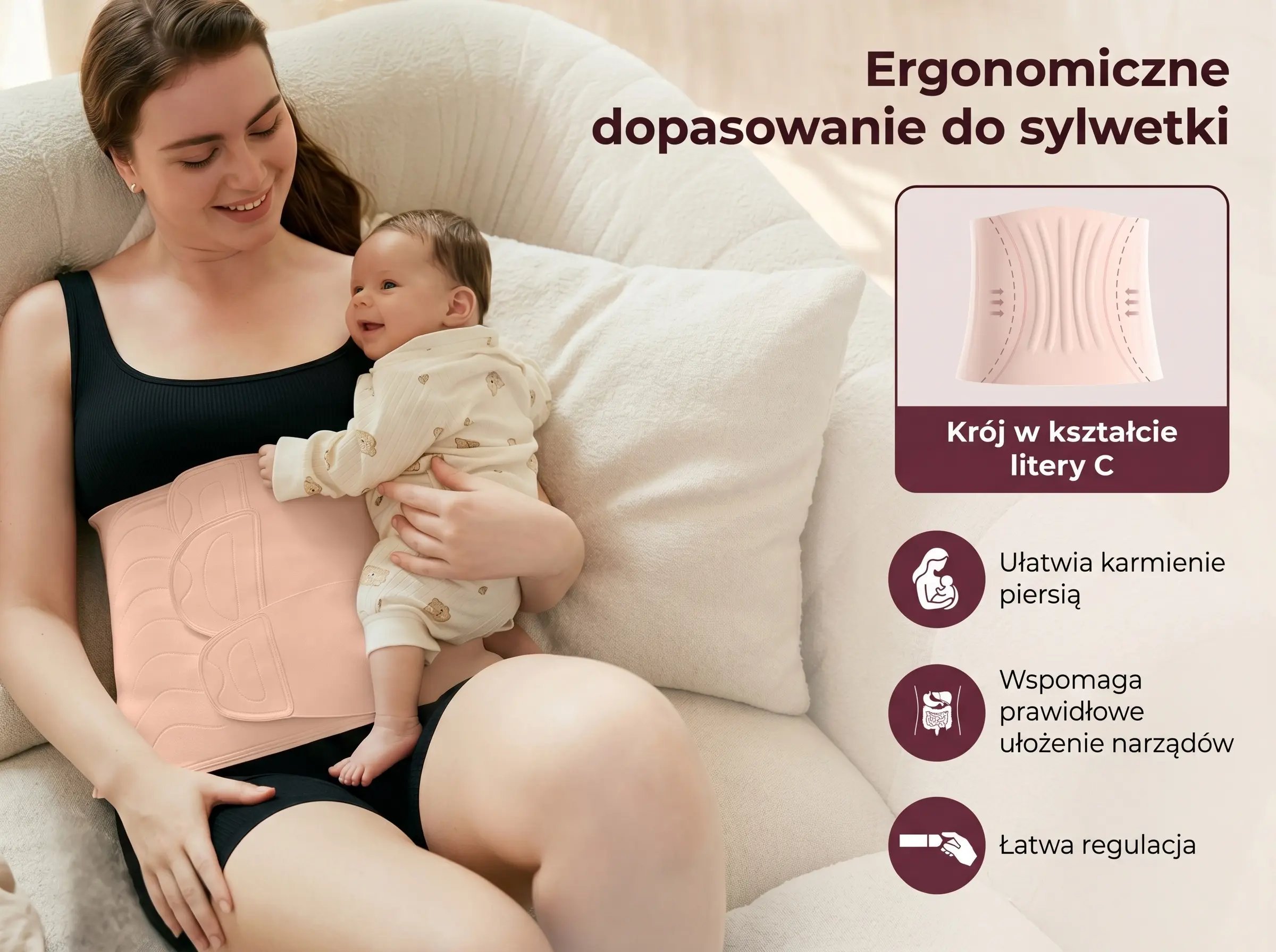 Momcozy Momcozy ErgoWrap Belly Band L Pas poporodowy Cielisty