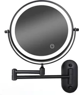 Lusterka do makijażu - 8-calowe lustro do makijażu LED montowane na ścianie, ściemnialne, dwustronne, 5-krotne powiększenie (czarne) - miniaturka - grafika 1