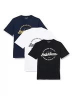 Koszulki męskie - JACK & JONES T-shirty męskie, Biały/opakowanie: biały + czarny + granatowy, XXL - miniaturka - grafika 1