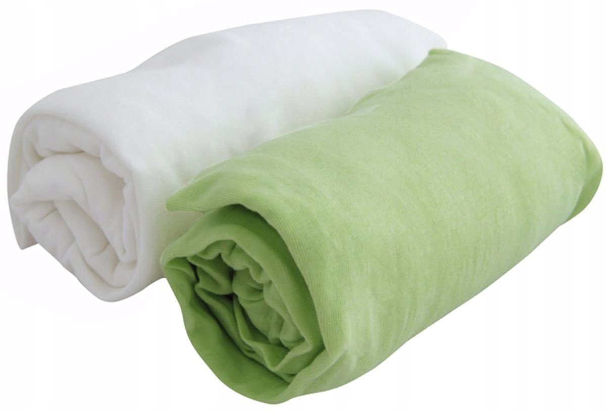 Prześcieradła 2 sztuki 60x120 jersey białe/anyżowe