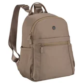 Plecaki - Beżowy plecak damski wykonany z poliestru, zawieszony na regulowanych szelkach - Peterson - miniaturka - grafika 1