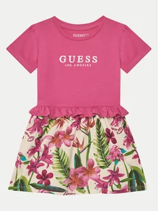 Guess Sukienka codzienna K5GK08 K6YW4 Różowy Regular Fit - Sukienki i spódniczki dla dziewczynek - miniaturka - grafika 1