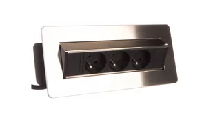 Orno Gniazdo wpuszczane w blat 3x250V w niklowanej obudowie 1,8 m OR-AE-1363 OR-AE-1363 - Gniazdka elektryczne - miniaturka - grafika 1