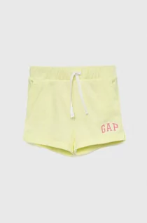 Spodnie i spodenki dla dziewczynek - GAP szorty dziecięce kolor żółty z nadrukiem regulowana talia - Gap - grafika 1