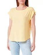 Bluzki damskie - Q/S by s.Oliver Damska bluzka z krótkim rękawem, żółty, 32 - miniaturka - grafika 1