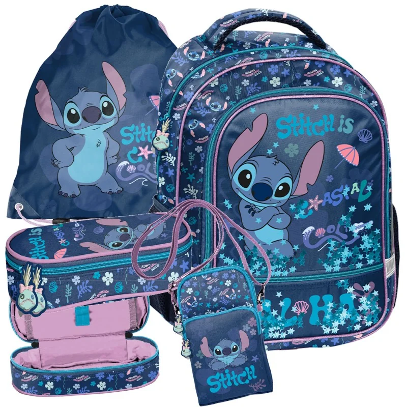 ZESTAW szkolny PLECAK piórnik torebka worek Lilo i Stitch Coastal Cool