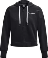 Bluzy damskie - Under Armour Under Armour Essential Fleece Script FZ Hoodie 1374106-001 Czarne XS - miniaturka - grafika 1
