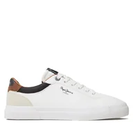 Sneakersy męskie - Sneakersy Pepe Jeans Kenton Court PMS30839 Biały - miniaturka - grafika 1