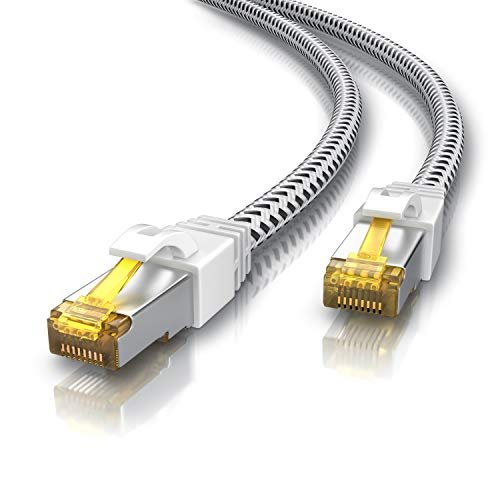 CSL - 20 m CAT 7 kabel sieciowy Gigabit Ethernet LAN kabel - płaszcz bawełniany - 1000 Mbit s - kabel krosowy - Cat.7 kabel surowy S FTP PIMF z wtyczką RJ 45 - modem Switch Router Punkt dostępowy