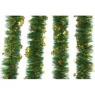 Ozdoby bożonarodzeniowe - Girlanda śnieżynki zielono - złota Ø9 cm z aplikacją Ø12 cm, 2 m - miniaturka - grafika 1